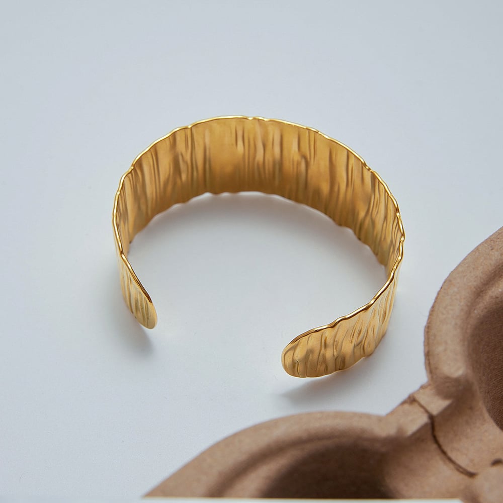 Solid Color Stainless Steel Gold Color Cuff Bracelets Picture5