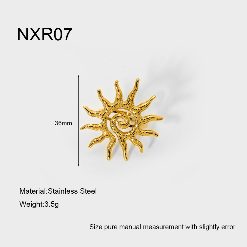Fashionable Design Sun Starfish Gold Stainless Steel Women's Rings