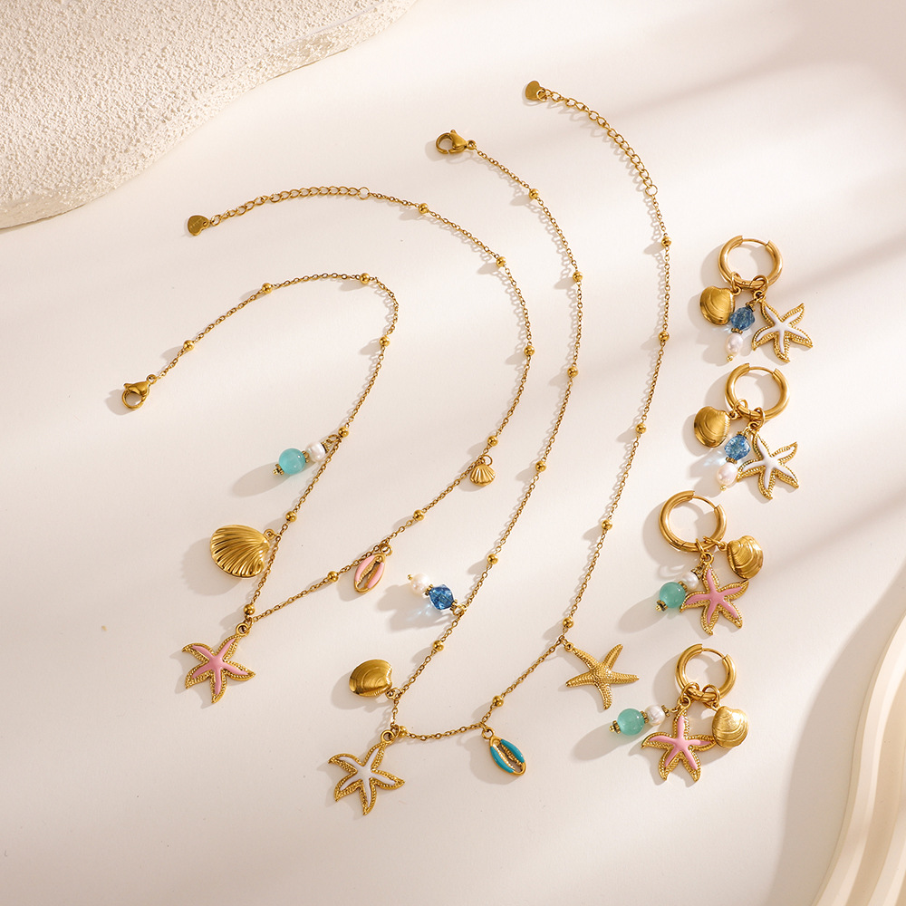 Classic Starfish Colorful Gold Color Women's Pendant Necklaces h5Picture4