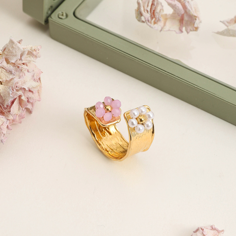 Romantic Flower Stainless Steel Gold Color Statement Ring h5Picture3