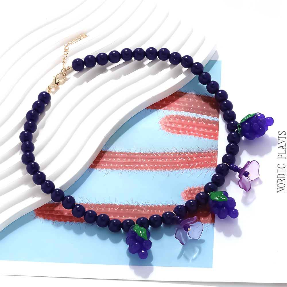 Cute Grape Beaded Necklace h5Picture4