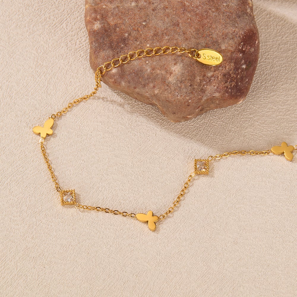 1 Paar Simple Series Daily Animal Edelstahl Goldfarben Damen Kettenarmbänder Bild4