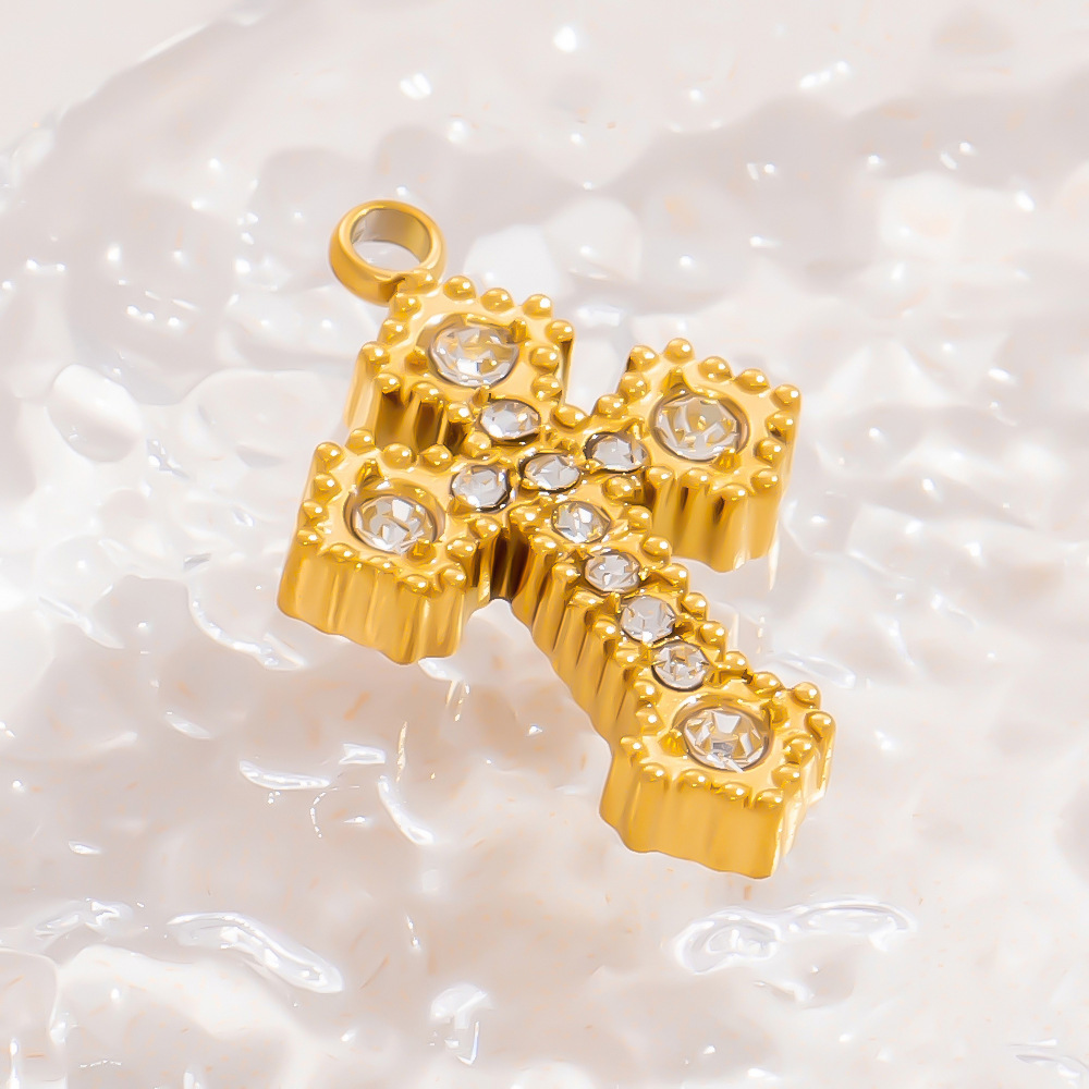 Various Cross Stainless Steel Gold Color Zircon Women's Pendants Picture5