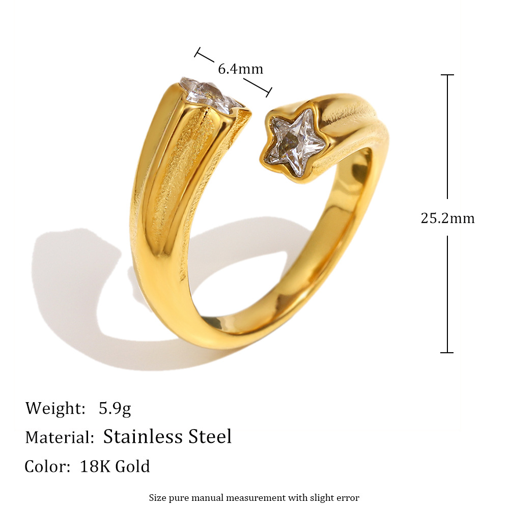 1 Piece Simple Series Daily  Stainless Steel Women's Gemstone Rings h5Picture2