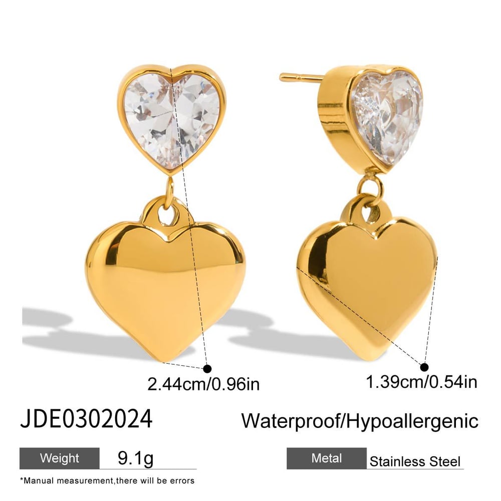Simple Heart Stainless Steel  Gold Color Drop Earrings h5Picture2