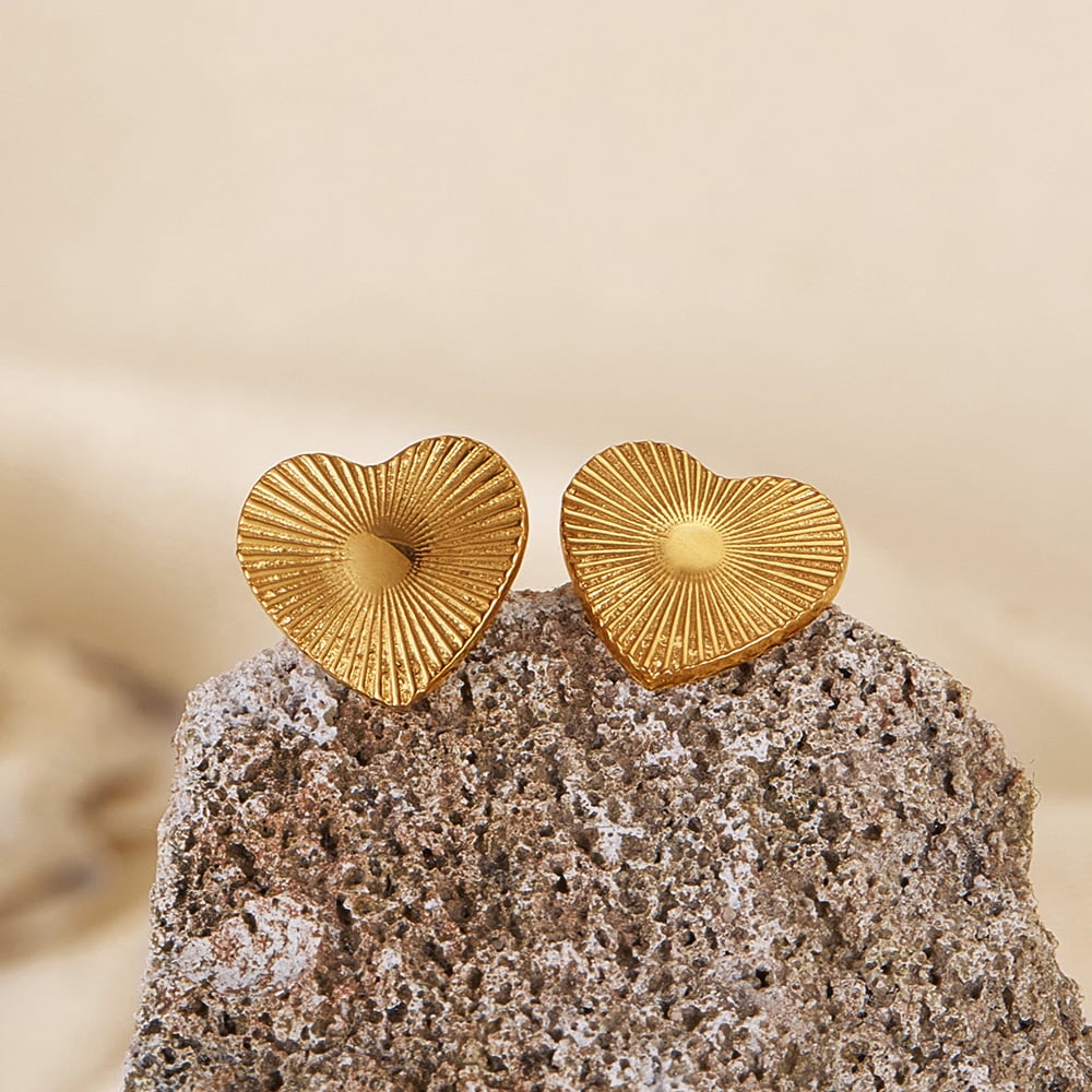 1 Paar Simple Series Daily Heart Edelstahl Goldfarben Damen Ohrstecker Bild7