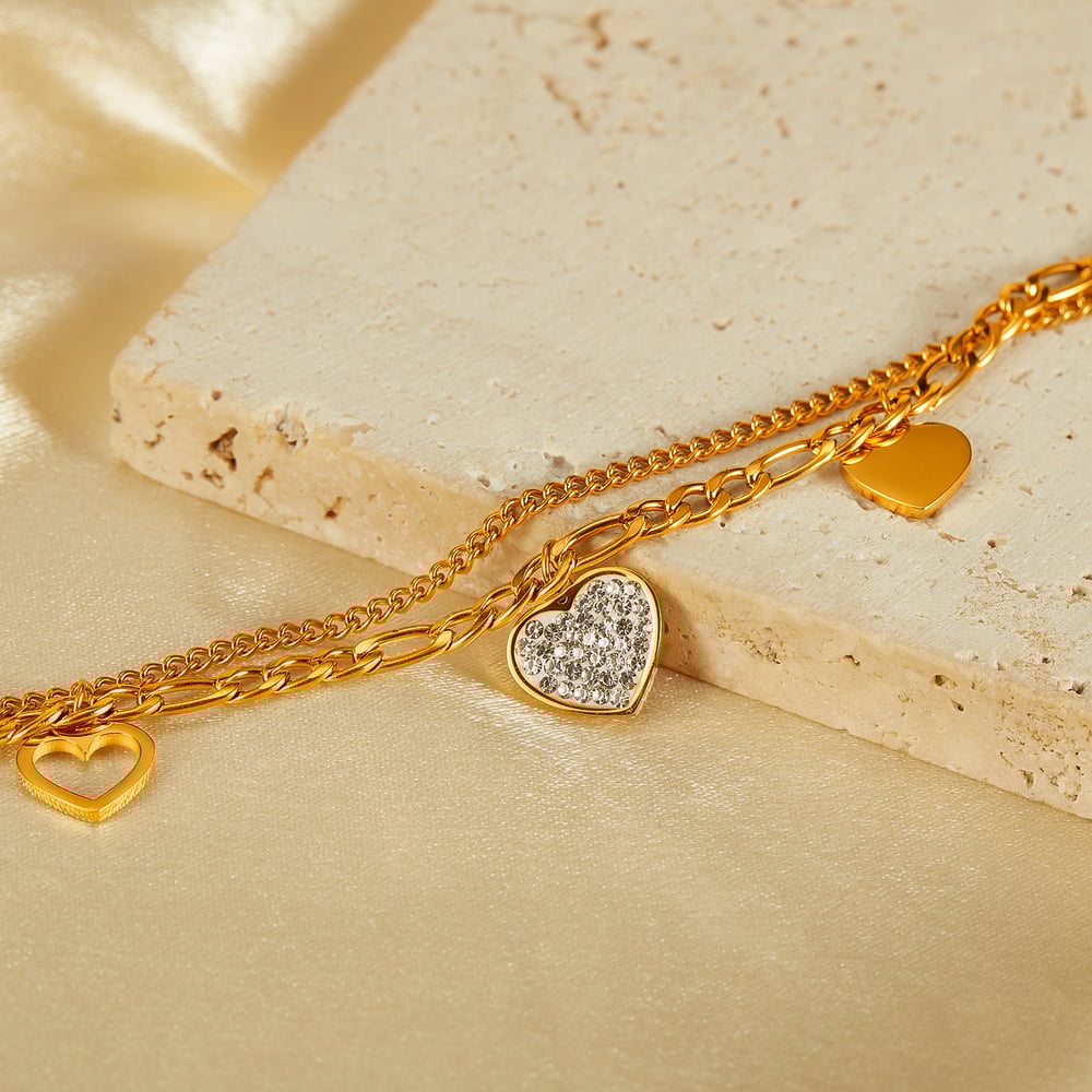 Herz Edelstahl Gold Farbe Charm Armbänder h5Bild3