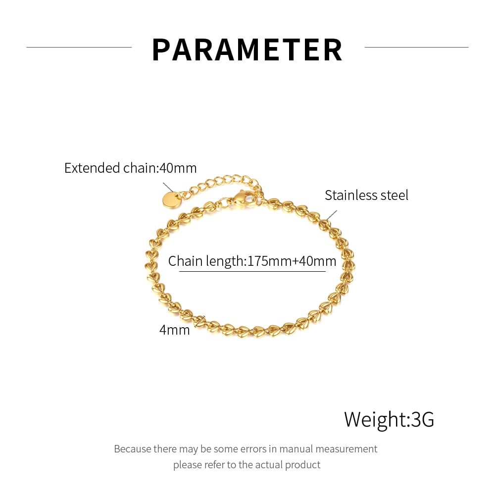 1 Stück Simple Series Tägliche geometrische Edelstahl Goldfarbene Damen-Kettenarmbänder h5Bild8