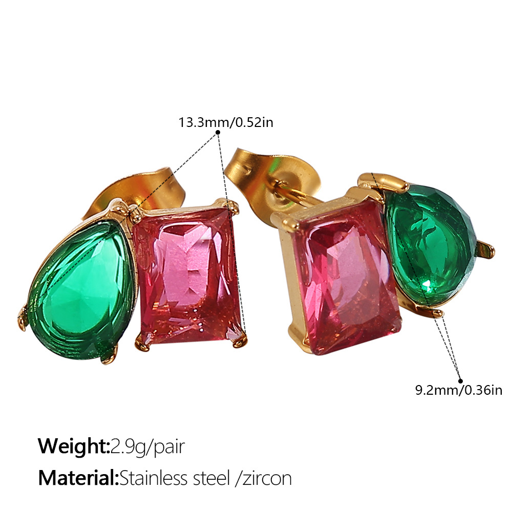Stainless Steel Gold Color Stud Earrings