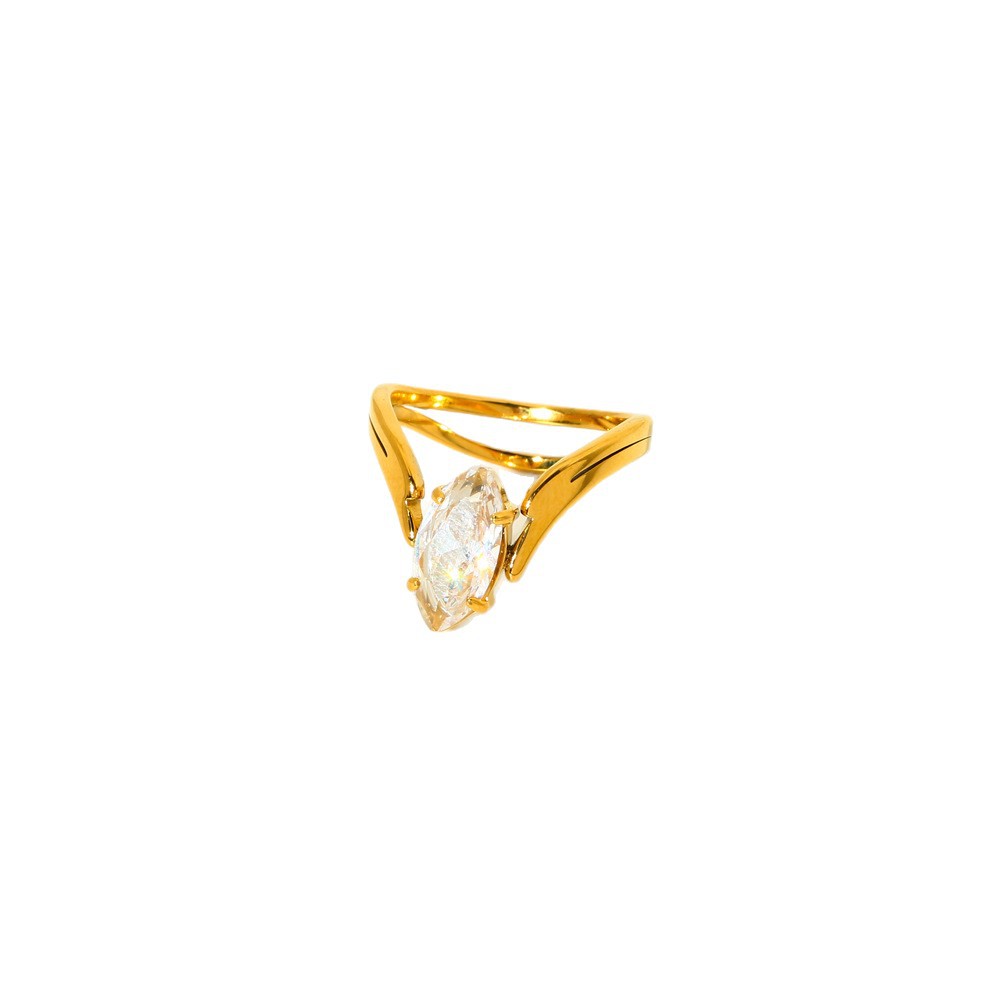 1 Pair Romantic Series Elegant Eye Stainless Steel   Gold Color  Zircon Statement Rings Picture5