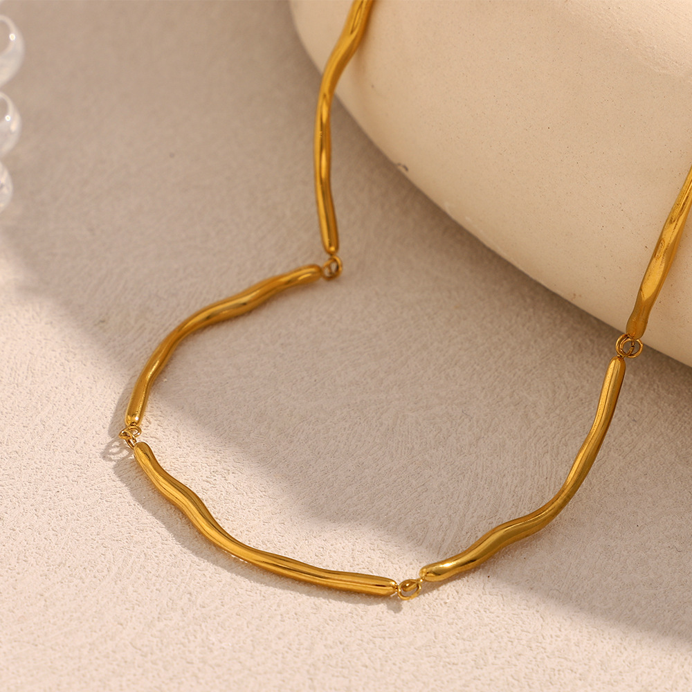 Simple Serisi Basit Paslanmaz Çelik Kadın Zincir Kolyeler Resim3