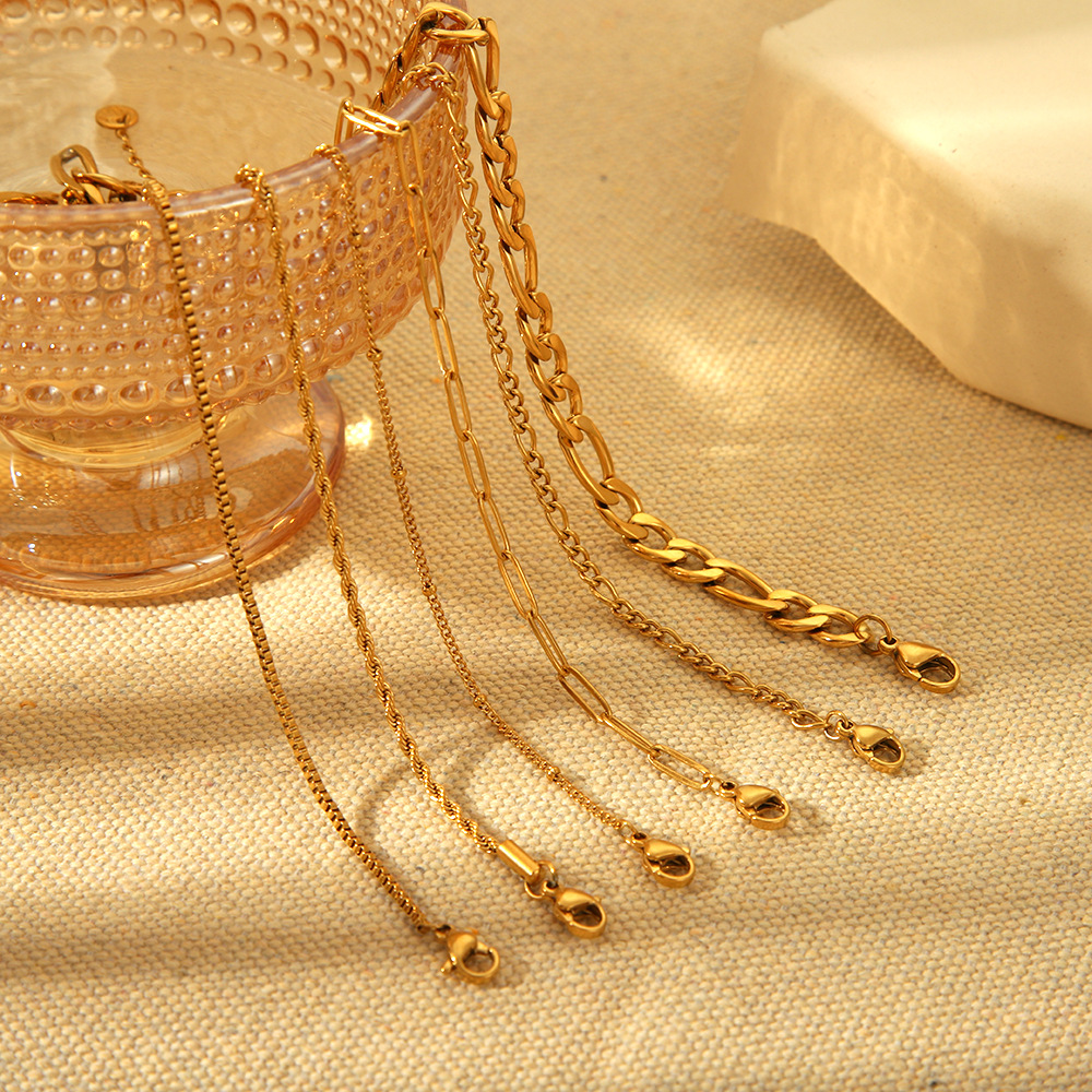 1 Pair Simple Series Daily Geometric Stainless Steel   Gold Color  Pearl Anklets h5Picture2