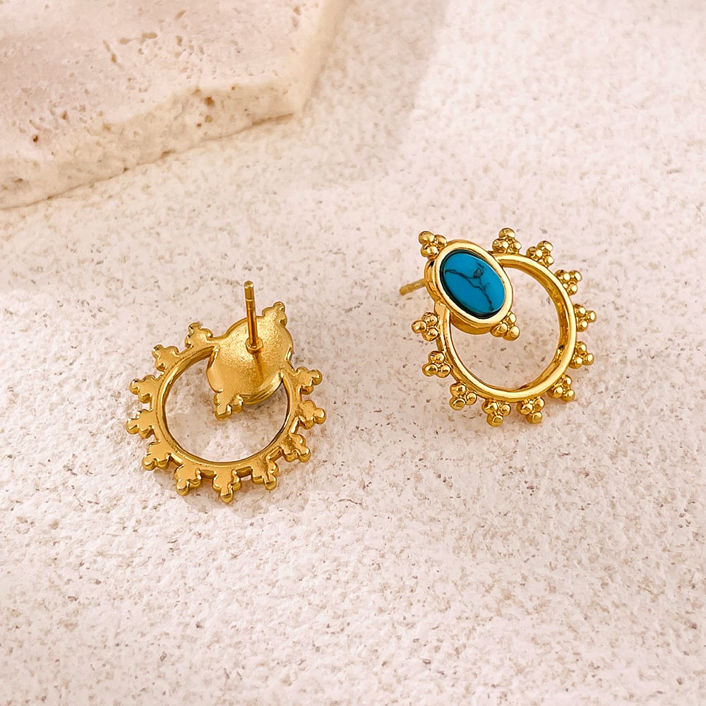 1 Paar Simple Series Tägliche geometrische Edelstahl Goldfarbene Damen-Ohrstecker Bild7