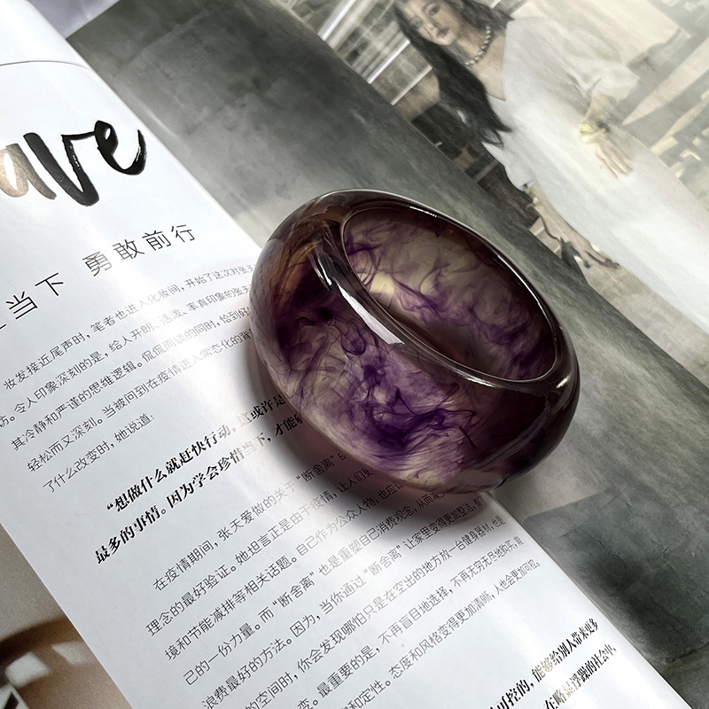 Blurred Vintage Wide - brimmed Acrylic Women's Bangles 