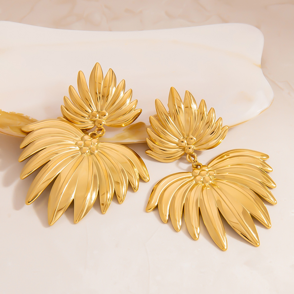 1 Pair Vacation Geometric Stainless Steel  Gold Color  Women's Drop Earrings Picture3