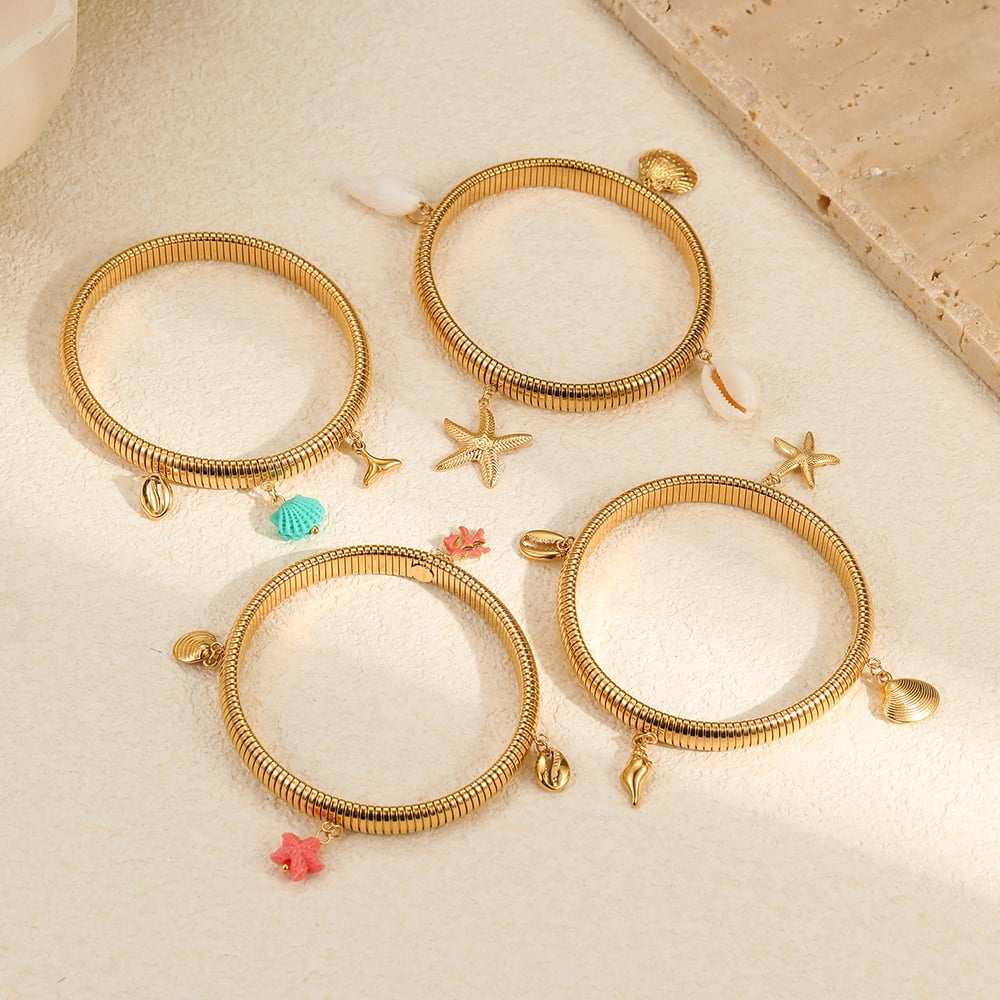 1 Piece Romantic Series Vacation  Gold Color  Women's Bangles h5Picture2