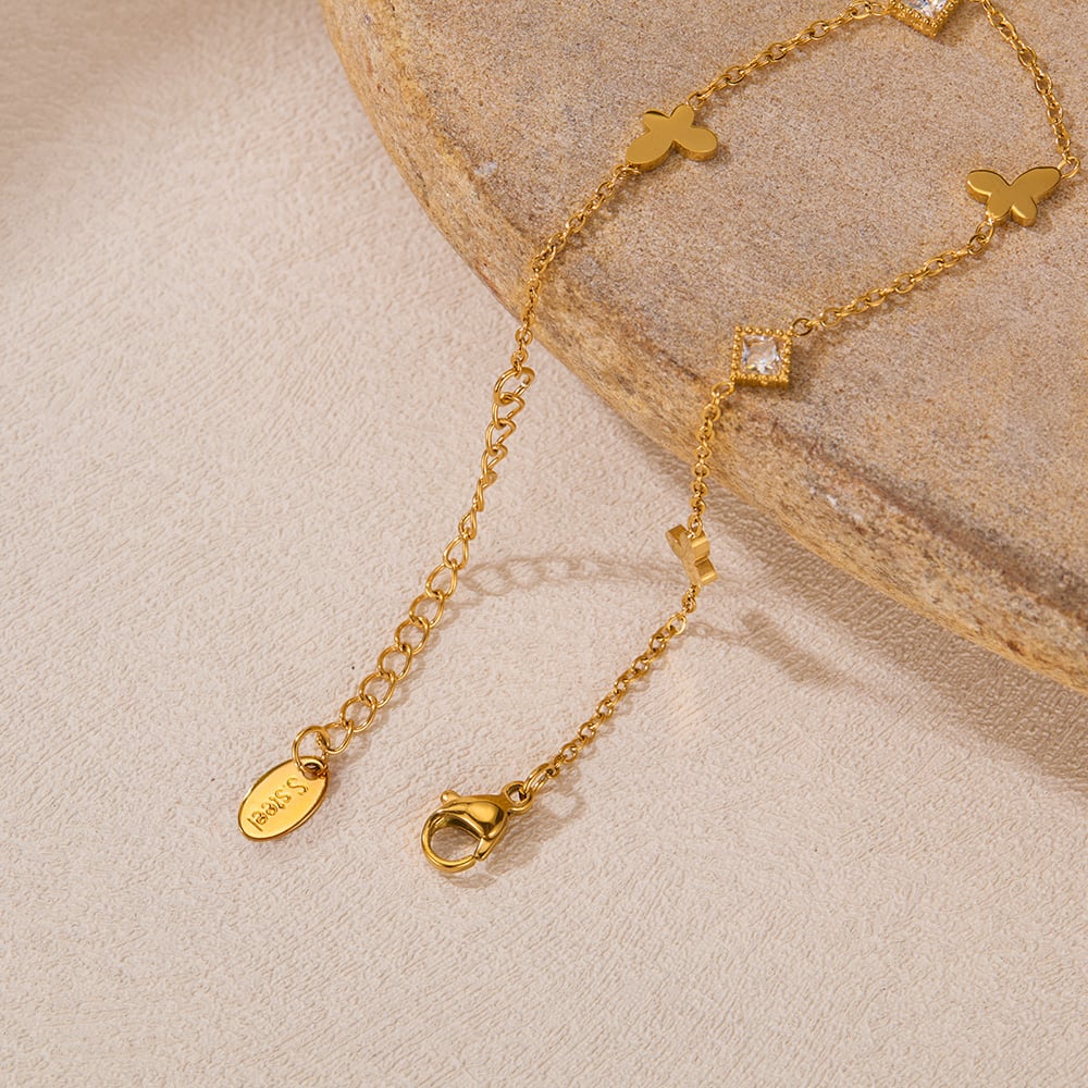 1 Paar Simple Series Daily Animal Edelstahl Goldfarben Damen Kettenarmbänder Bild6