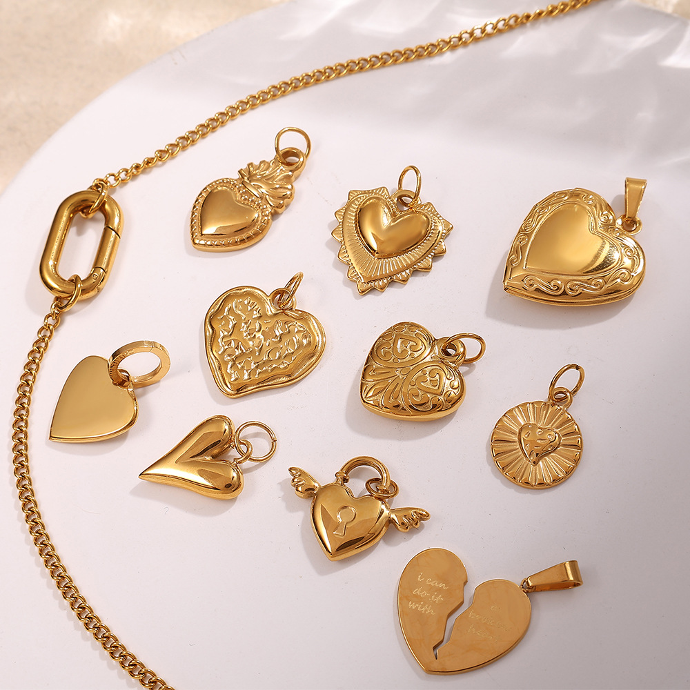 Heart Stainless Steel Gold Color DIY Pendants Picture3
