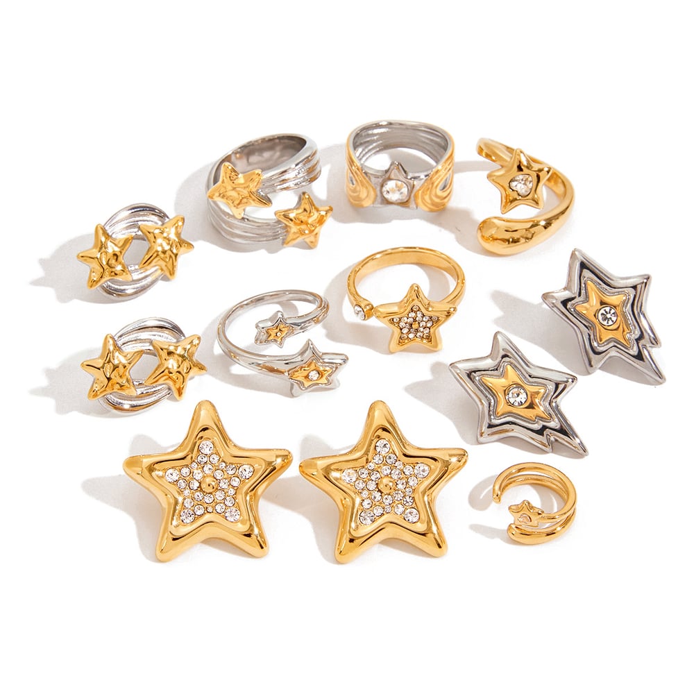 style star stainless steel gold color earring sets h5Picture4