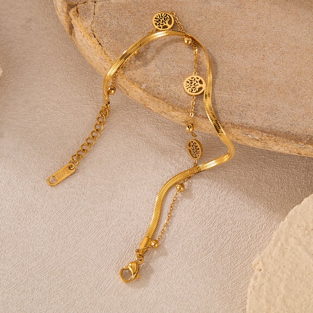 1 Stück Simple Series Daily Flower Edelstahl Goldfarben Damen Kettenarmbänder Bild7