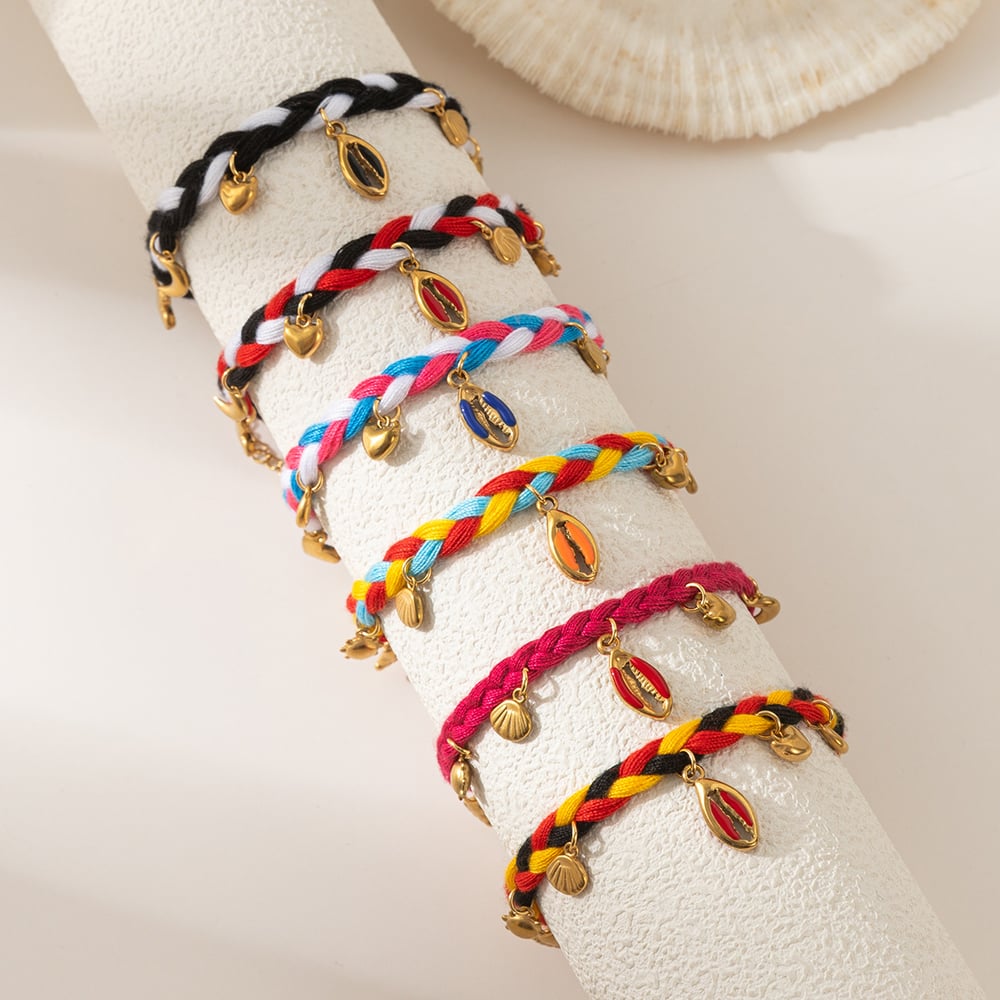 Kreative handgewebte Damenarmbänder mit Edelstahlanhänger h5Bild2