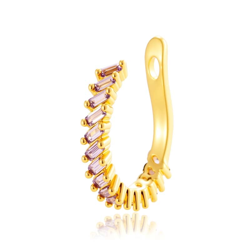 1 Piece Rectangular Copper Gold Color Zircon Women's Clip-On Earrings