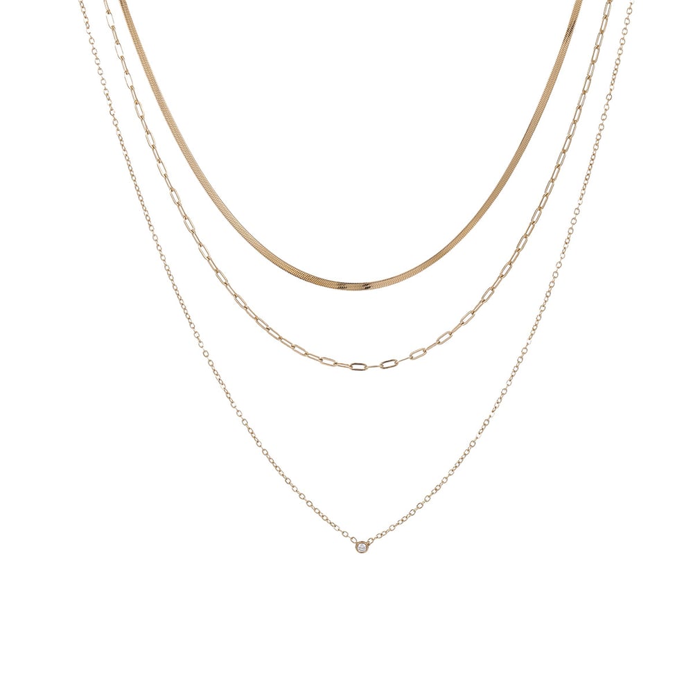 1 Pair Simple Series Chain Stainless Steel   Gold Color  Women's Layered Necklaces h5Picture5