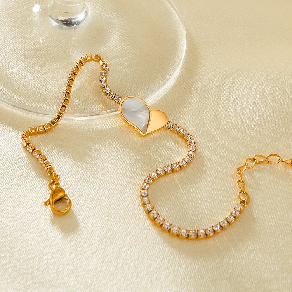 Herz Edelstahl Gold Farbe Charm Armbänder h5Bild3