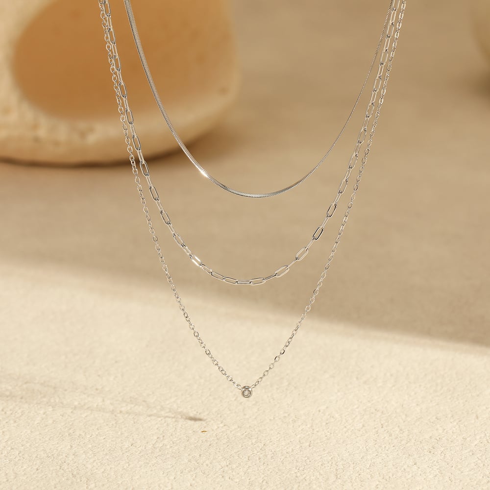 1 Pair Simple Series Chain Stainless Steel   Gold Color  Women's Layered Necklaces h5Picture4
