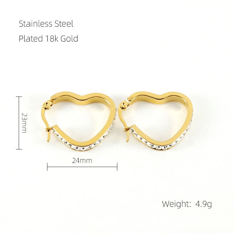 Heart Stainless Steel Gold Color Hoop Earrings Picture2