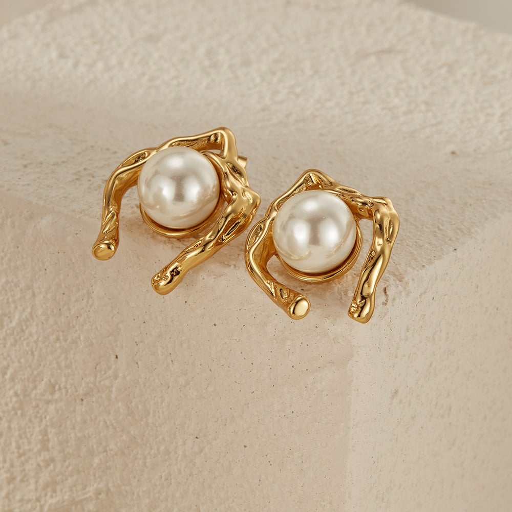 1 Paar Simple Series Tägliche geometrische Edelstahl Goldfarbene Damen-Ohrstecker Bild6