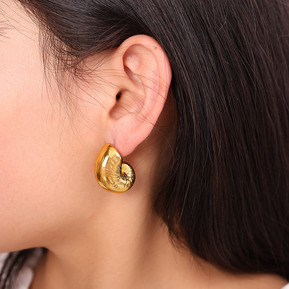 Simple Stainless Steel  Gold Color Stud Earrings h5Picture4