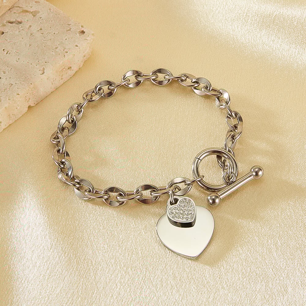 1 Stück einfaches Herz-Armband aus Edelstahl für Damen h5Bild2