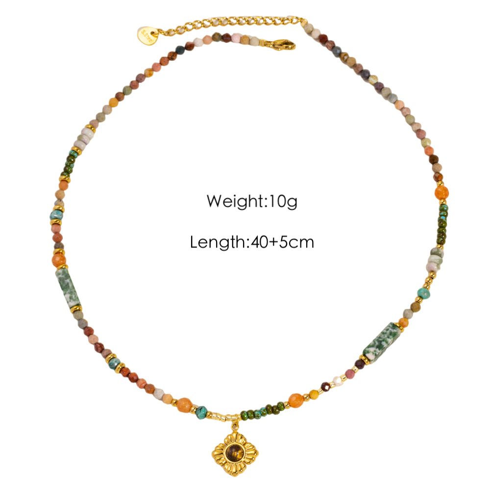 Mehrfarbige Natursteinperlen handgefertigte Damenhalsketten