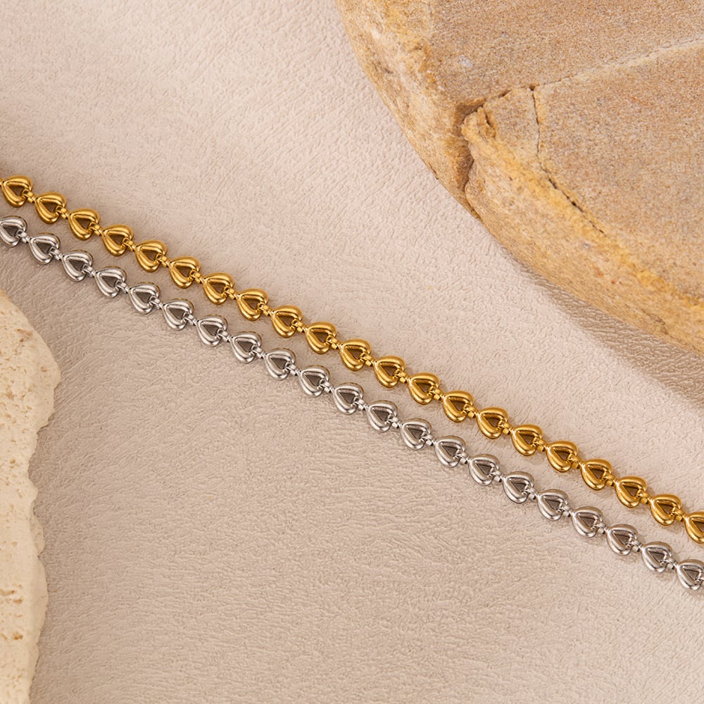 1 Stück Simple Series Tägliche geometrische Edelstahl Goldfarbene Damen-Kettenarmbänder h5Bild6