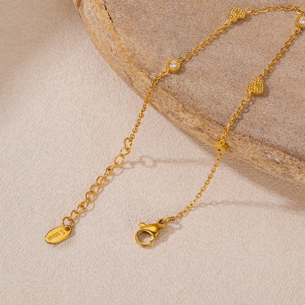 1 Paar Simple Series Daily Heart Edelstahl Goldfarben Damen Kettenarmbänder Bild6