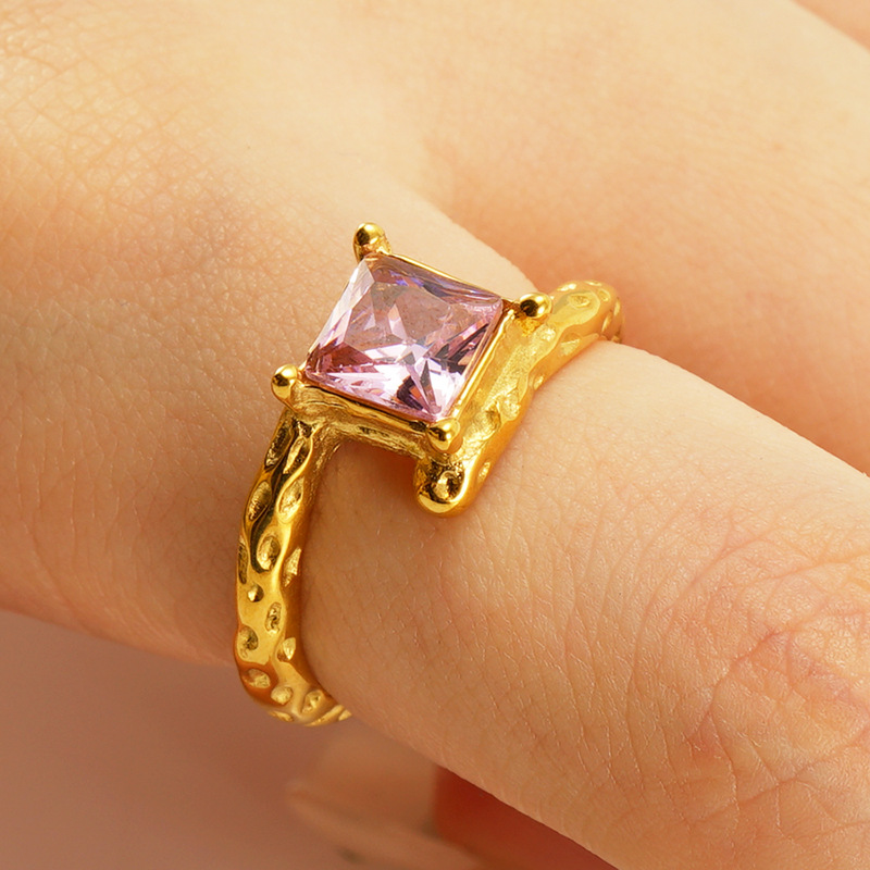Stainless Steel Gold Color Gemstone Rings h5Picture5