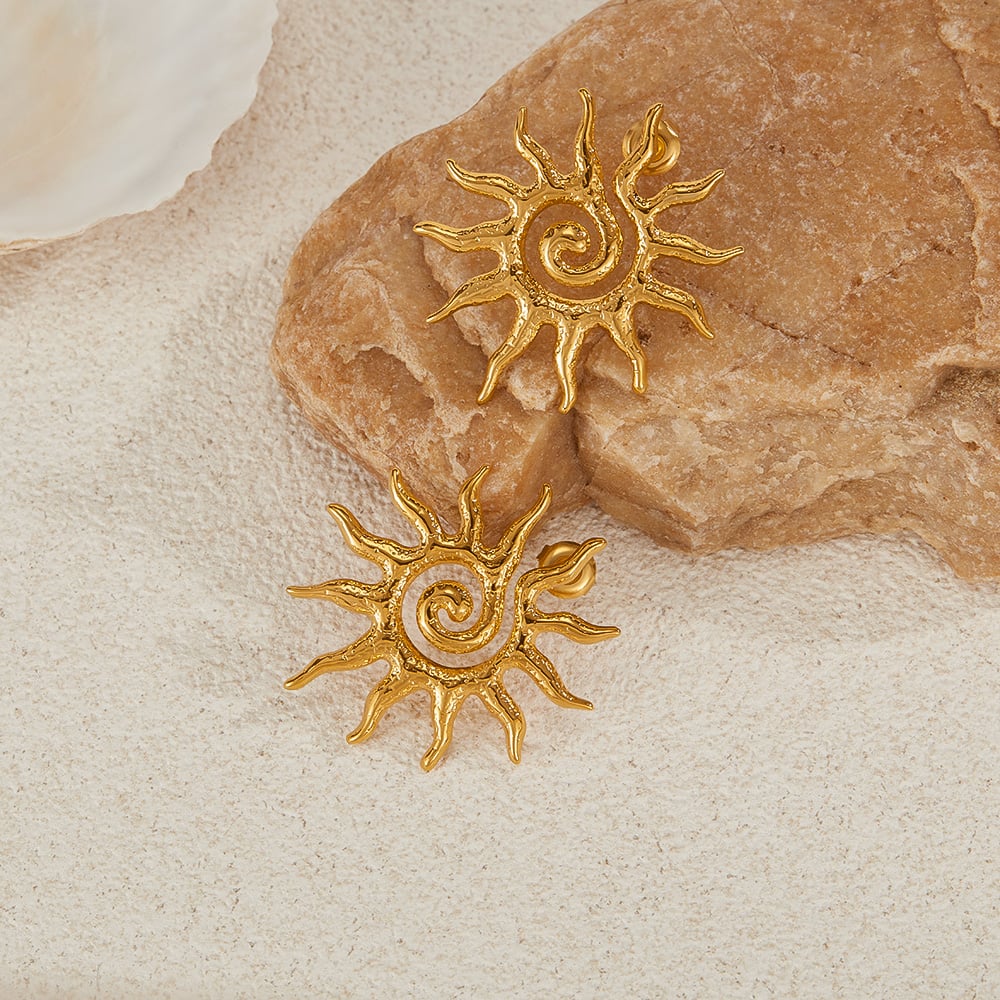 1 Paar Simple Series Tägliche geometrische Edelstahl Goldfarbene Damen-Ohrstecker Bild4