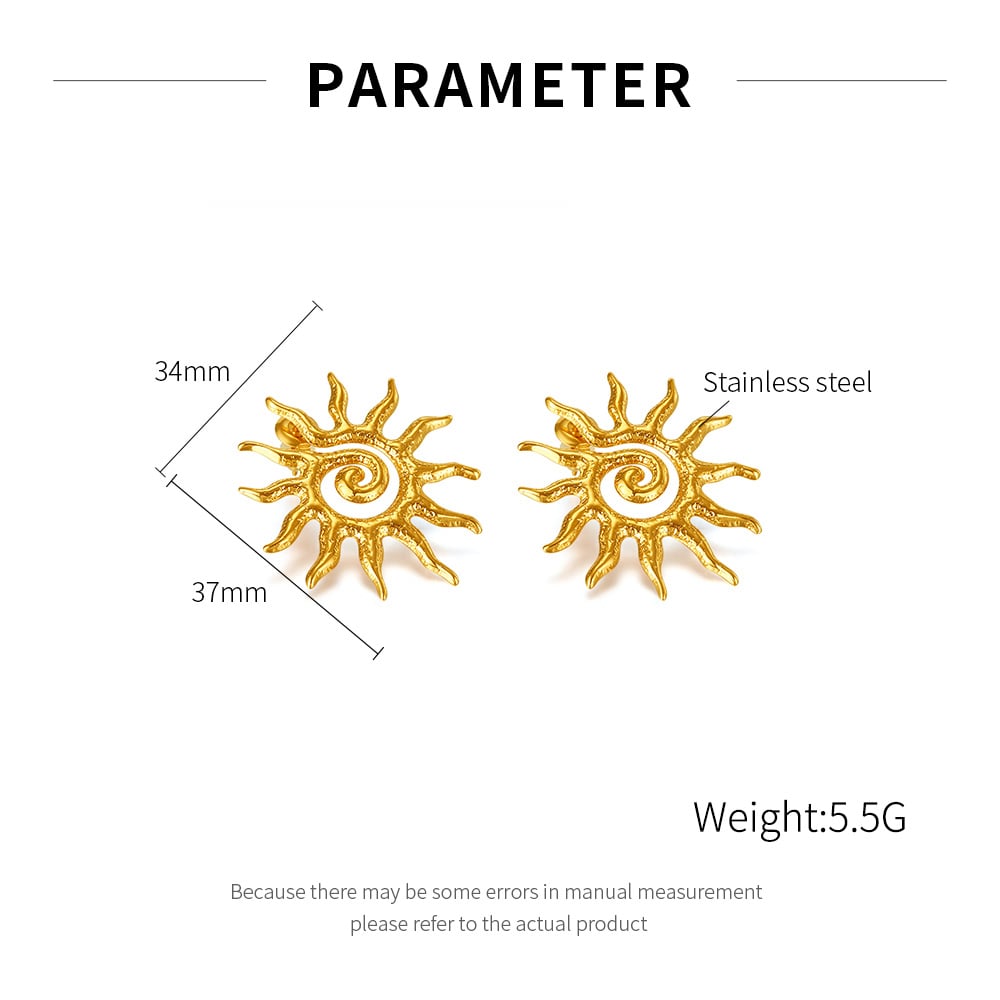 1 Paar Simple Series Tägliche geometrische Edelstahl Goldfarbene Damen-Ohrstecker Bild2