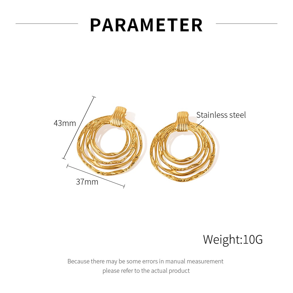 1 Paar Simple Series Tägliche geometrische Edelstahl Goldfarbene Damen-Ohrstecker Bild2