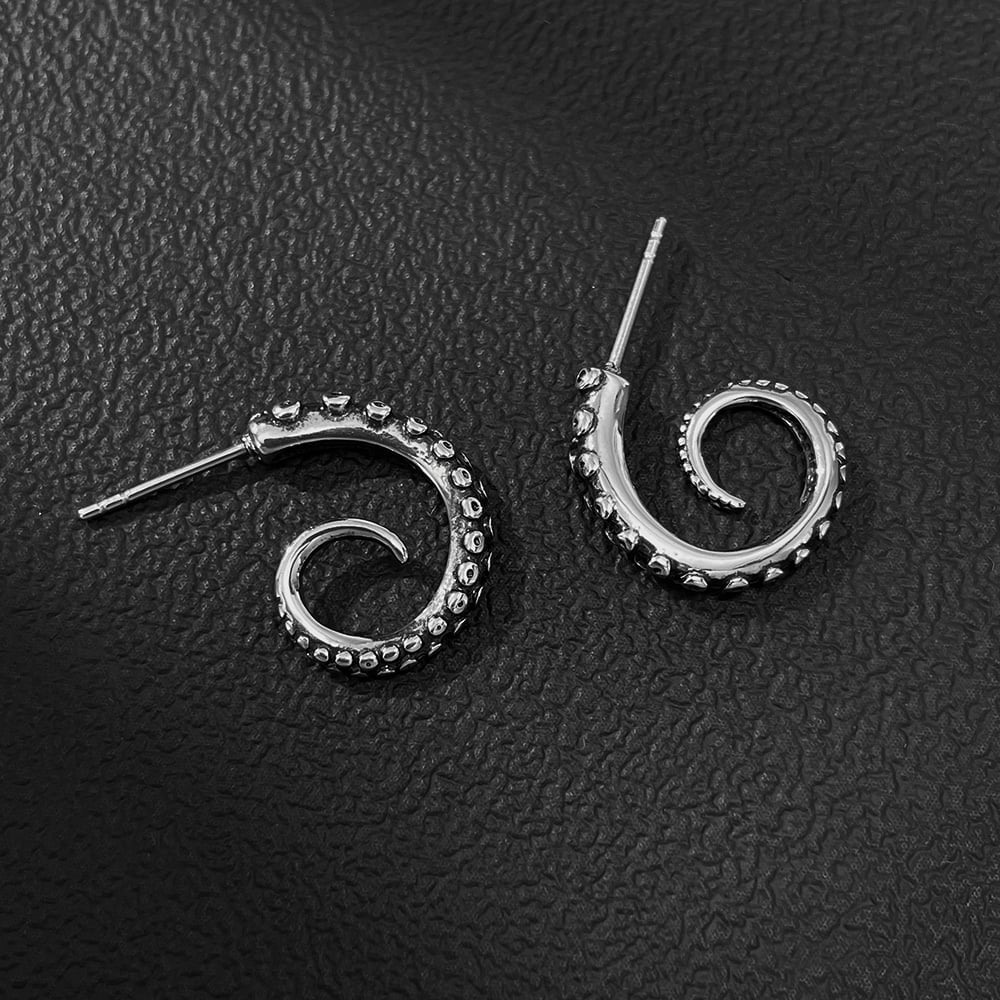 Pendientes de acero inoxidable con diseño de tentáculo de pulpo para hombre h5Imagen4