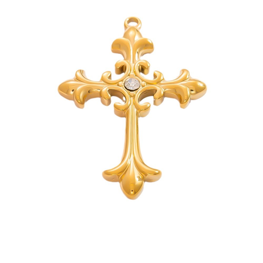 Various Cross Stainless Steel Gold Color Zircon Women's Pendants Picture6