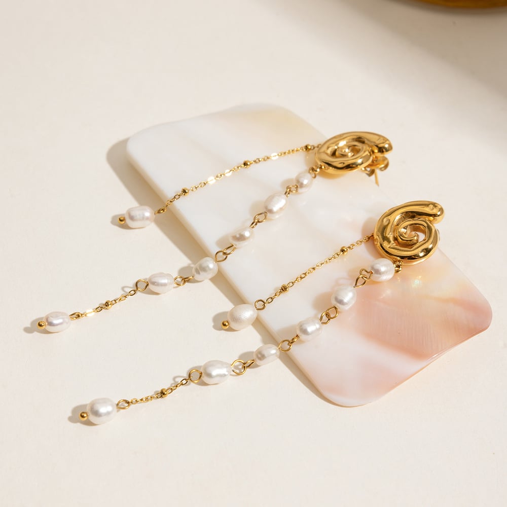 Elegant Tassel Stainless Steel Gold Color Dangle Earrings Picture6