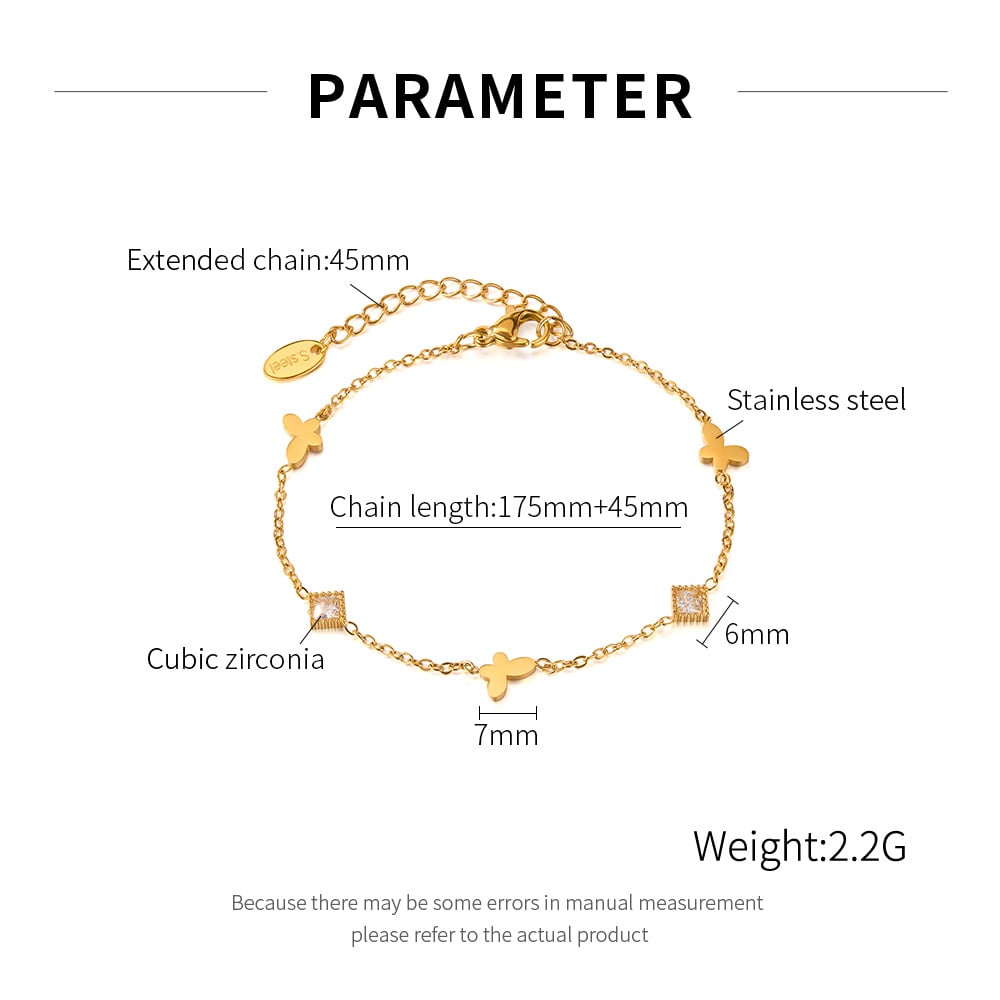 1 Paar Simple Series Daily Animal Edelstahl Goldfarben Damen Kettenarmbänder Bild2