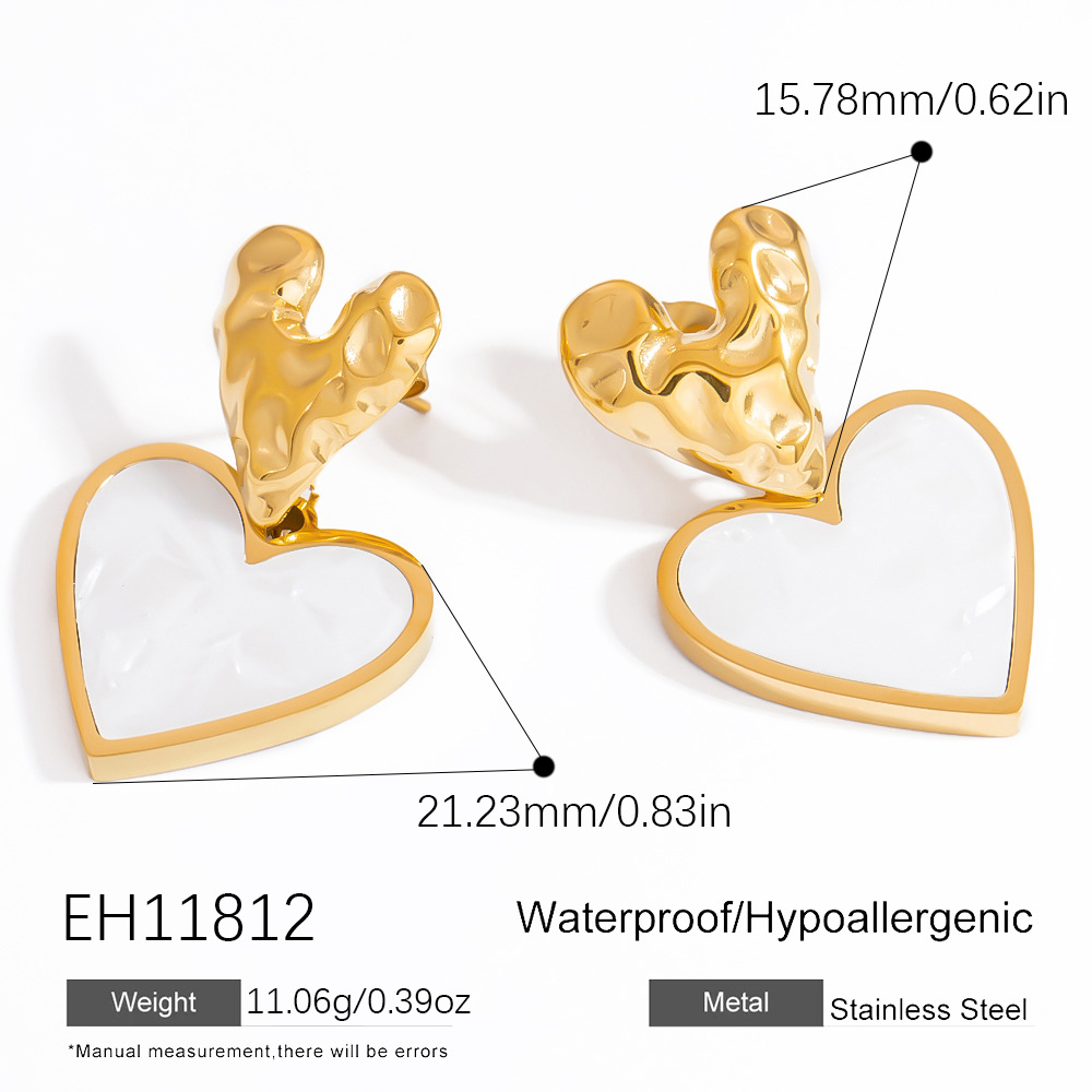 Gorgeous Heart Shape Stainless Steel Gold Color Women's Drop Earrings h5Picture2