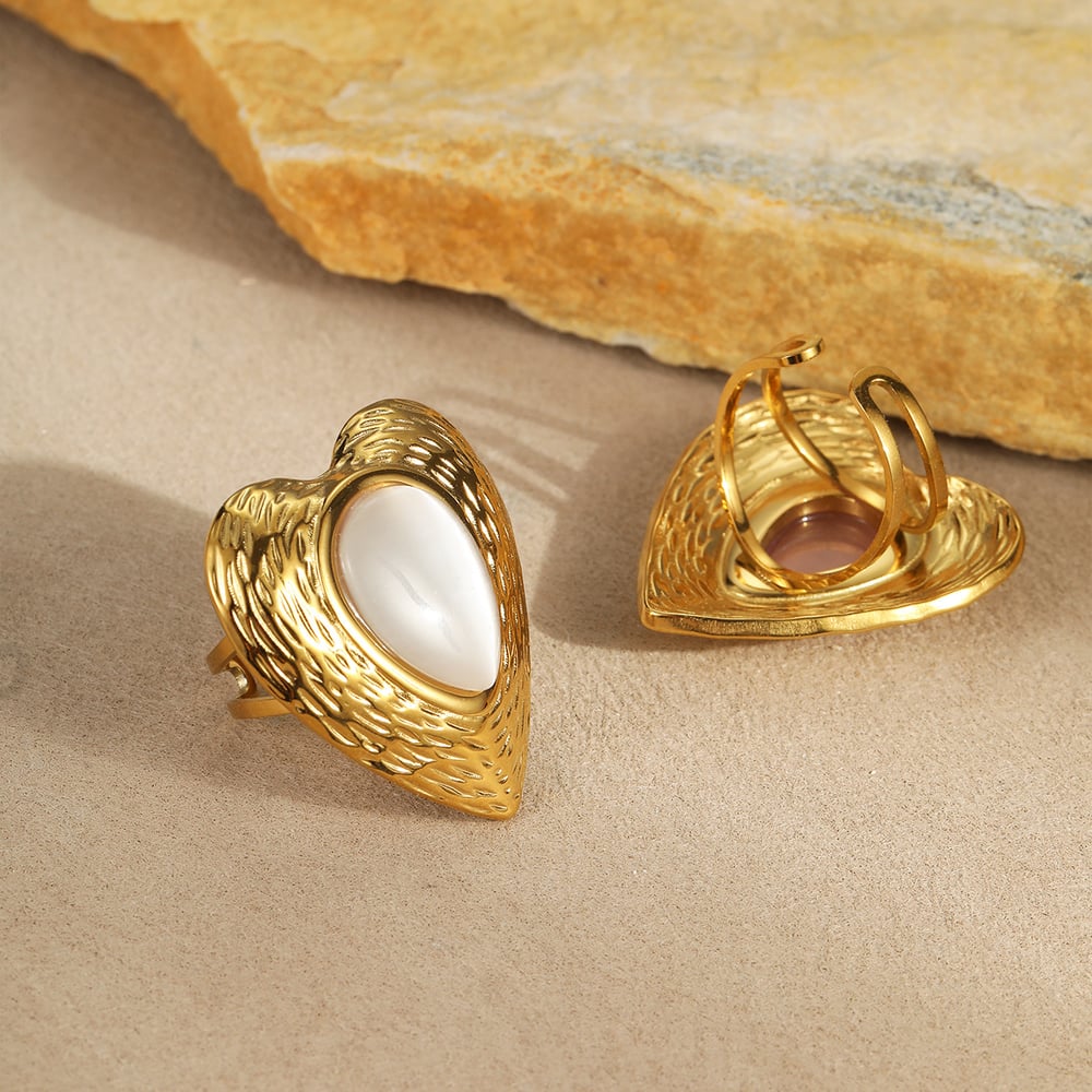 1 Pair Simple Series Daily Heart Stainless Steel Women's Adjustable Rings h5Picture2