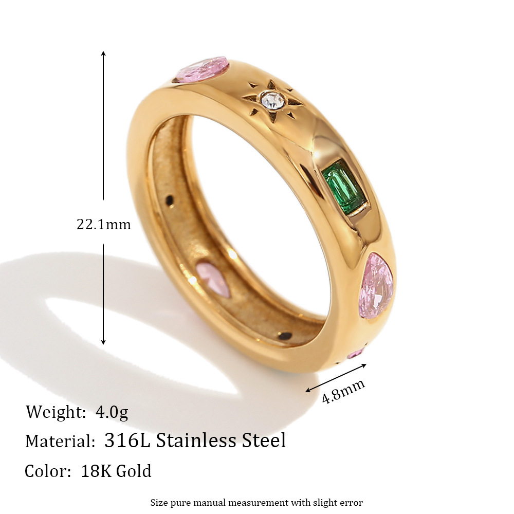 Luxurious Series Daily Mixed Color Stainless Steel Single Rings Picture2