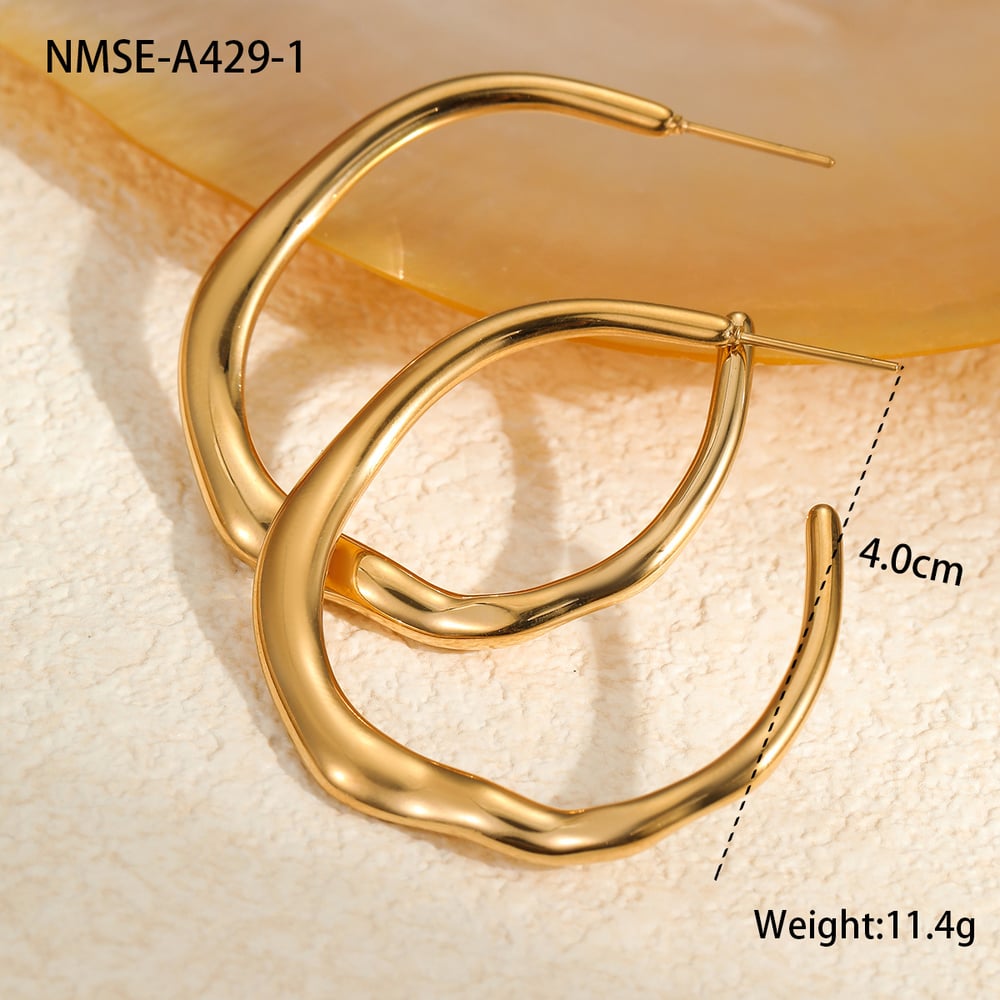 1 Pair Simple Series Simple Solid Color Stainless Steel Women's Hoop Earrings 