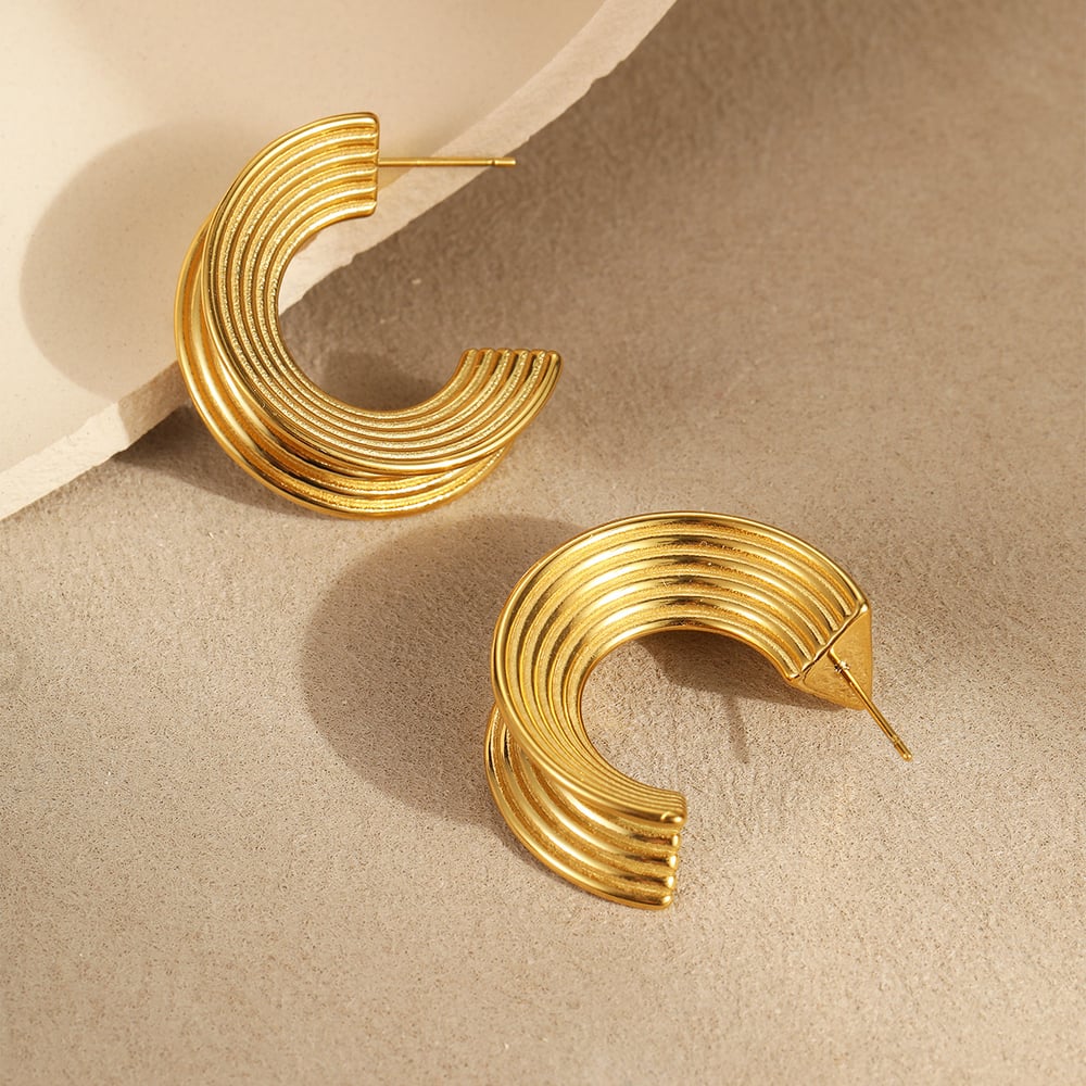 1 Pair Simple Series Daily Strip Stainless Steel Women's Hoop Earrings Picture5