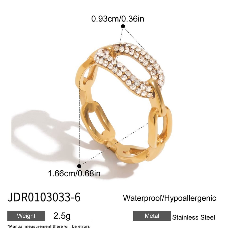 Stainless Steel Gold Color Zircon Minimalist Ring Picture2